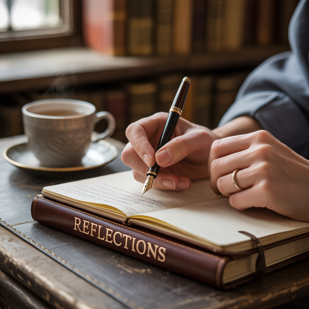 Personne écrivant dans un journal