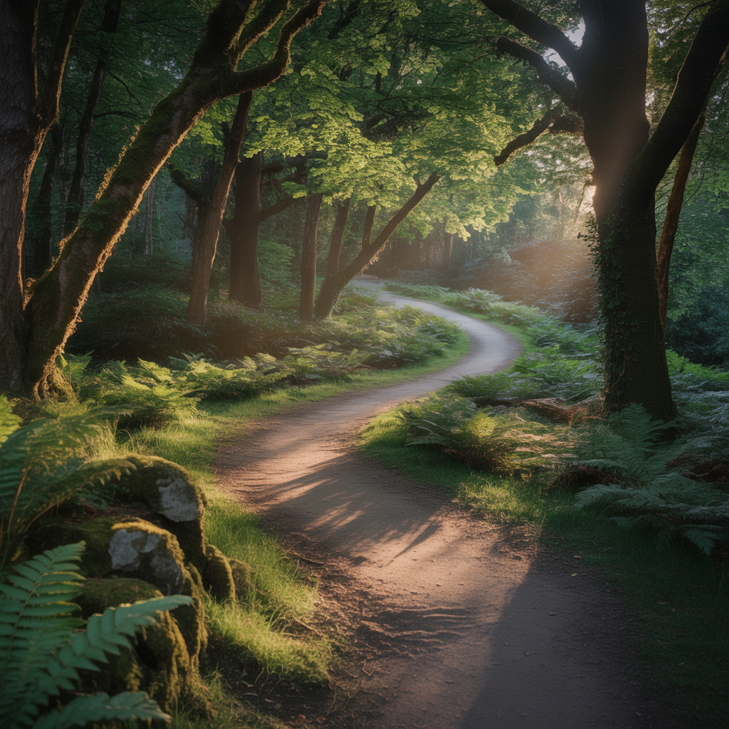 Chemin forestier ensoleillé