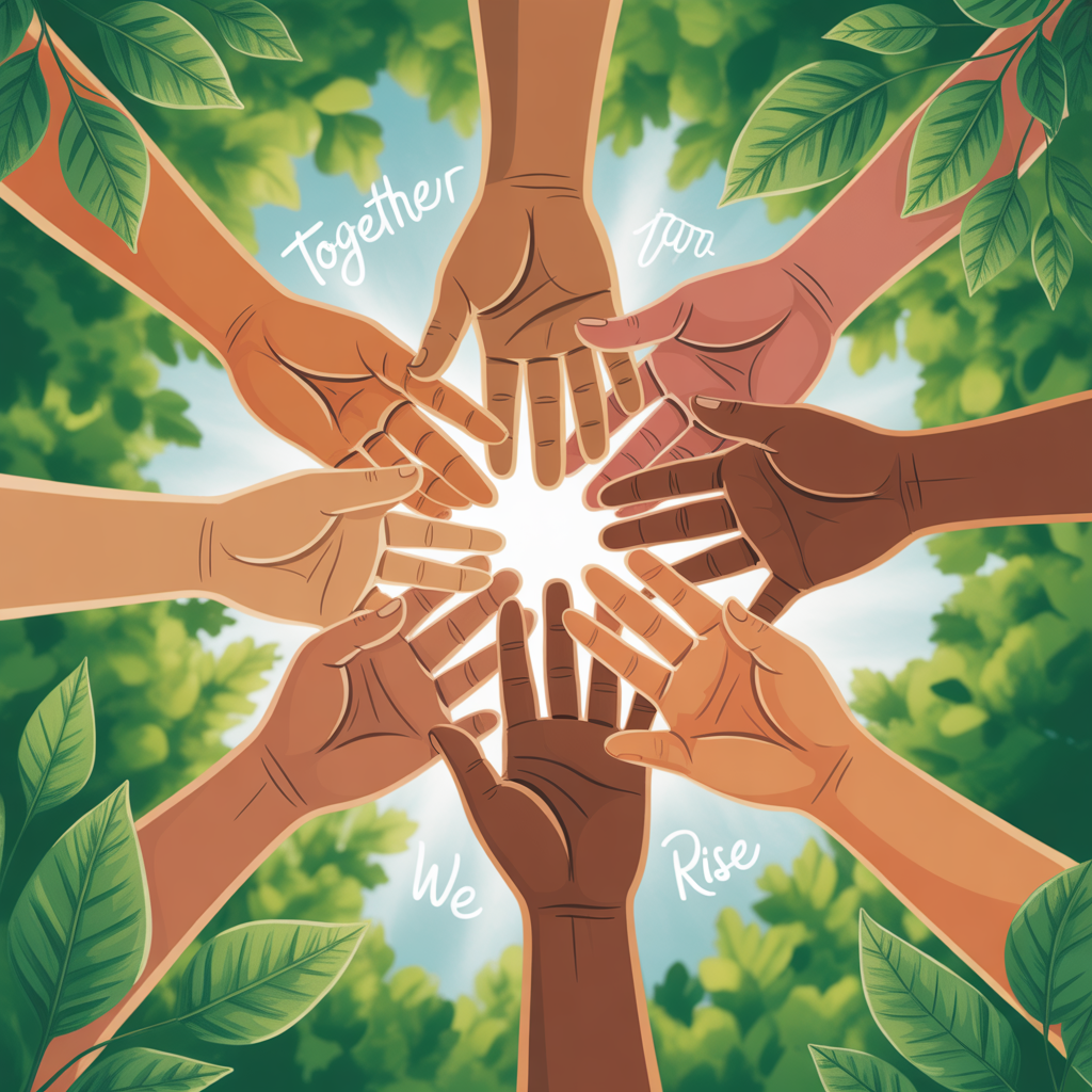 Mains unies en signe de collaboration